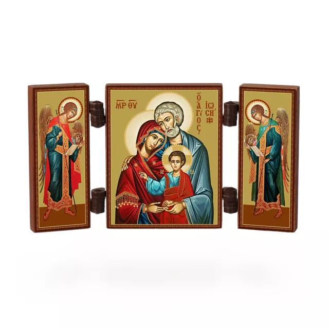 Ikone - Heilige Familie - christliche reise Altar Holz Triptychon