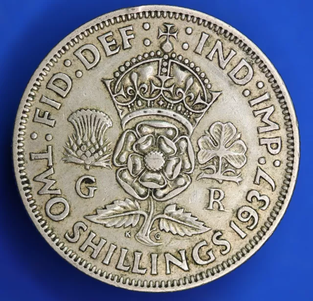 British Coin - 1937 George VI florin, two shillings, 2/- silver coin  [28200]