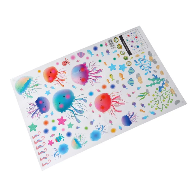 Stickers Muraux Algues 3D Sous-Marins Tortues de Mer Autocollant Mural