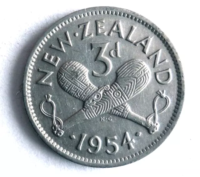 1954 Nouvelle-Zélande 3 Pence - Excellent Pièce de Monnaie Nouvelle Zélande 3p