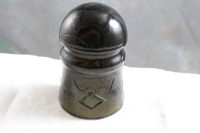 Antique Dark Olive Green CD 102 Diamond Pony Style Glass Insulator