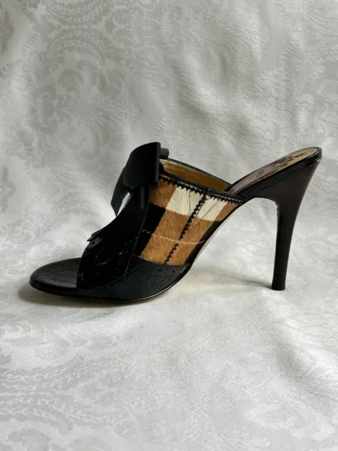 HALE BOB MULE High Heels Black Patent Kiltie Nova Plaid 6.5M Excellent ...