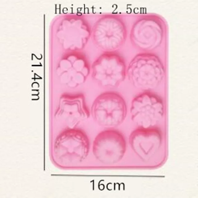 Flowers Shape Silicone Soap Mold Ice Lattice Cake Candy DIY Mould 12 Cavities 2