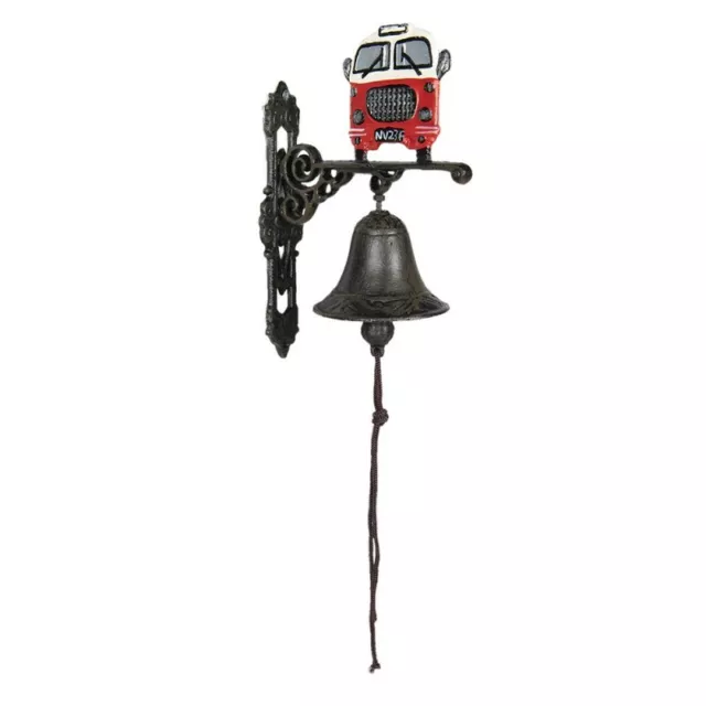 Timbre Puerta "Autobús" Hierro Fundido Campana de Pared Aldabón 27x19cm Nuevo