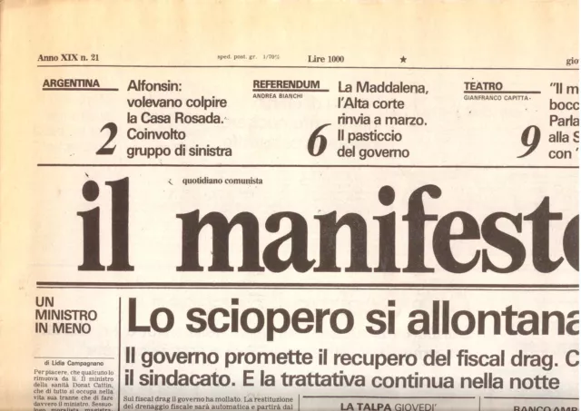 M8 Il Manifesto N. 21 Anno Xix 26 Gennaio 1989