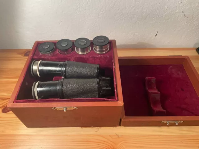 E.Leitz Wetzlar Stereomikroskop Aufsatz Set Holzbox mit 4 Okulare