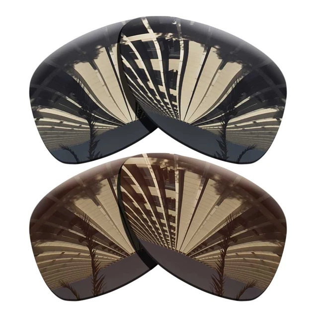 2 Pairs Polarized Replacement Lenses For-Oakley Dispatch 2-Black Grey+Brown
