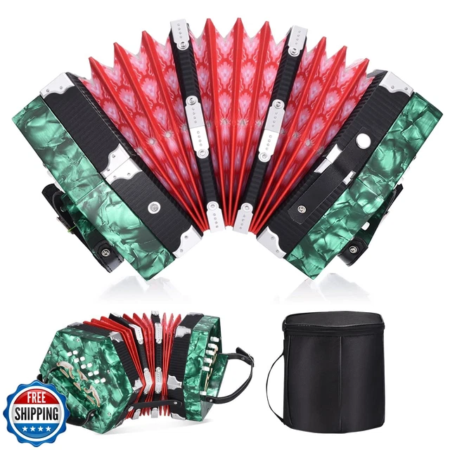 Accordéon Rouge Pour Débutants - Avec Chiffon Et Sangle - Instrument Musical Pour Enfants Et Adultes