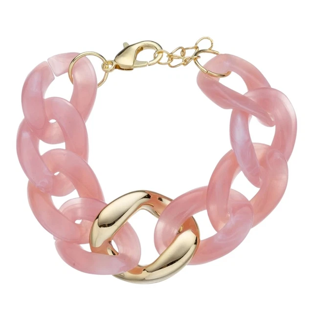 Bracelet Bijou Rétro Or - Gros Maillons Sertis De Cristaux - État Impeccable - Occasion