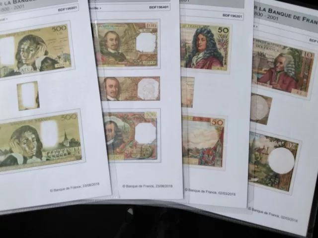 Lot De 4 Documentations originale De Billets De Banque Sur L'histoire Et Le Des