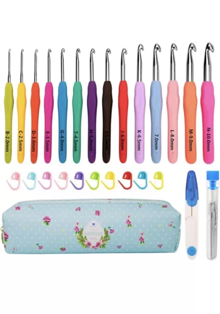 TULIP CROCHET HOOKS SET OF 17 DIFFERENT SIZE - MADE IN JAPAN - with Golden  Point