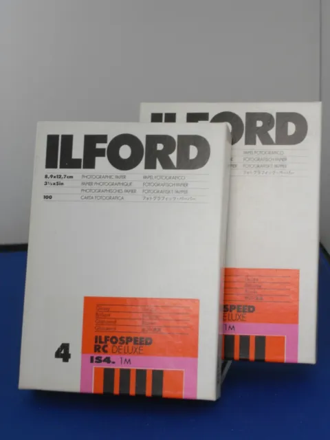 2x Ilford Ilfospeed RC De Luxe brillante 8,8x12,7 cm