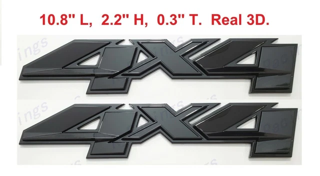 Gloss Black 3D 4x4 Bed Rear Emblems Badges Decal FOR Silverado GMC Sierra 2