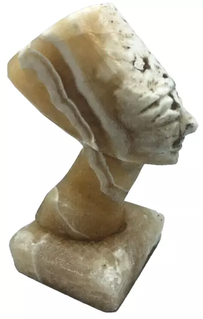 Onyx Egyptian Pharaoh Statue - Nefertiti Bust Figurine Vintage Marbled Sculpture