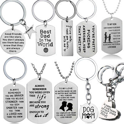 Fashion Jewelry Family Gift Mom Dad Best Friends Pendant Necklace Keyring Xmas
