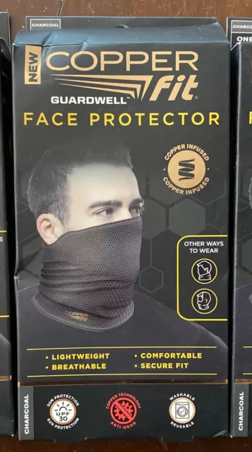 Copper Fit Guardwell Face Protector Mask Gaiter Adult Charcoal/Blk Drawstring