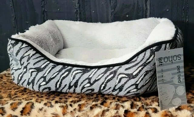 Pet Bed Grey w/ Zebra Print Black Sparkles Dog or Cat Soho New w/ Tags! 3