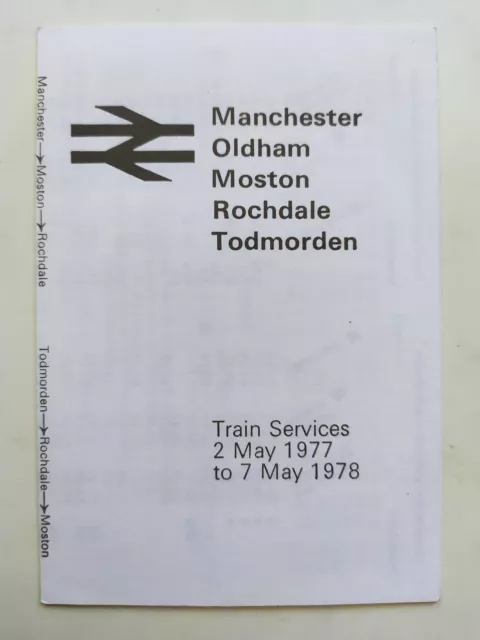 British Rail Pocket Timetable Manchester Oldham Rochdale Todmorden May 1977