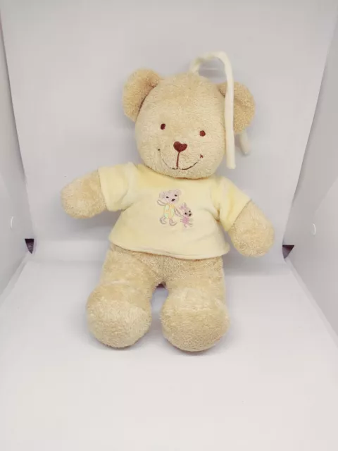 Doudou Peluche Musical ours beige tee shirt jaune TEX