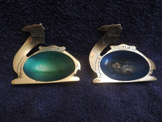 Hakuli 2 bronze and enamel ashtrays camel Israel