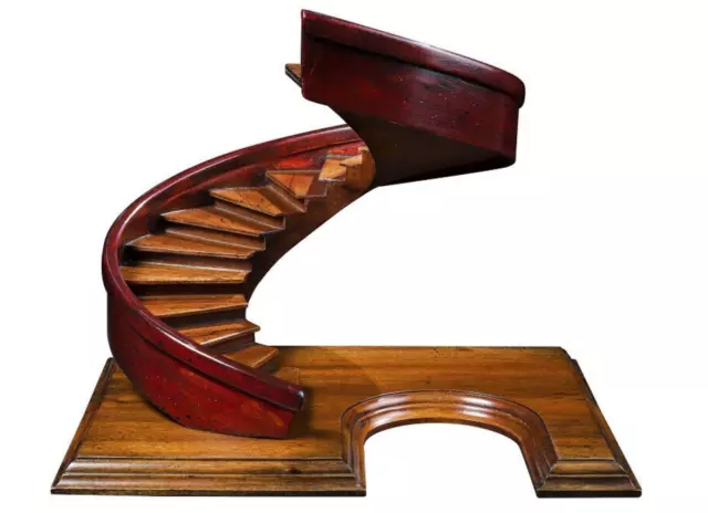 Spiral Stairs Red Staircase Architectural 3D Wooden Model 11" Sculpture New