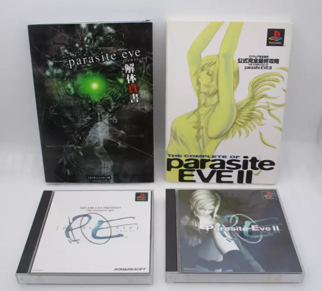 PS1 software Parasite Eve 1 & 2 2Games w/ Guide Book Japan import NTSC-J Square