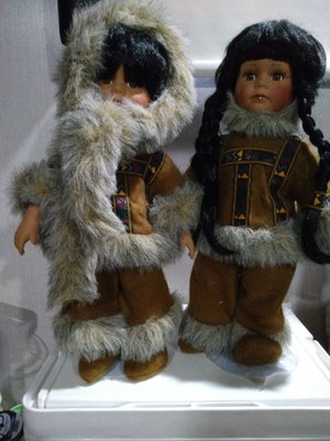 The Emerald Doll Collection - Porcelain Twin Boy & Girl Native American/ Eskimo