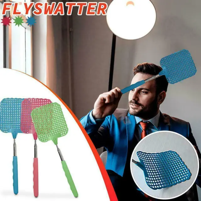 Extendable Fly Swatter Catcher Telescopic Insect Swat Bug Mosquito Killer B7X2