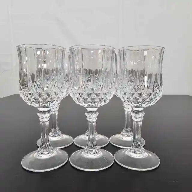 Set of 6 Cristal D'Arques Longchamp 4 1/2" Tall Stemmed Glasses Cordials Liquor