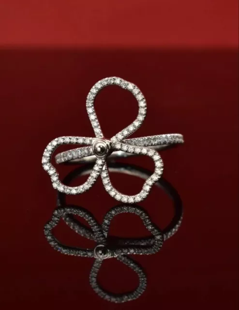 925 Argent Sterling Trois Pétale Bague Fleur (Tiffany Inspiré) 2