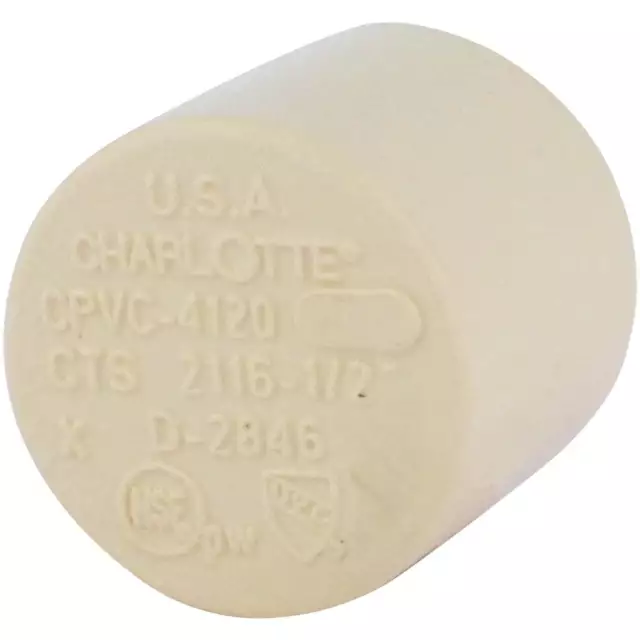 Charlotte Pipe 1/2 In. Slip Solvent Weld CPVC Cap CTS 02116  0600HA Pack of 25