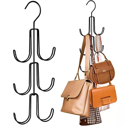 2PCS Purse Hanger Organizer for Closet Handbag Silver Metal Holder Hanging