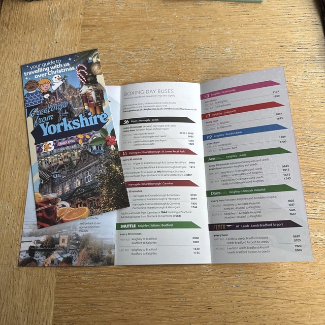 Transdev Bus Timetable TRANSDEV: BOXING DAY 2025 bus services in Yorkshire timetable £1.69 ...