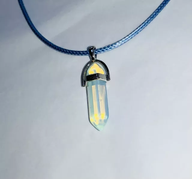 Iridescent BULLET Charm Pendant NECKLACE Hexagonal Shaped Column