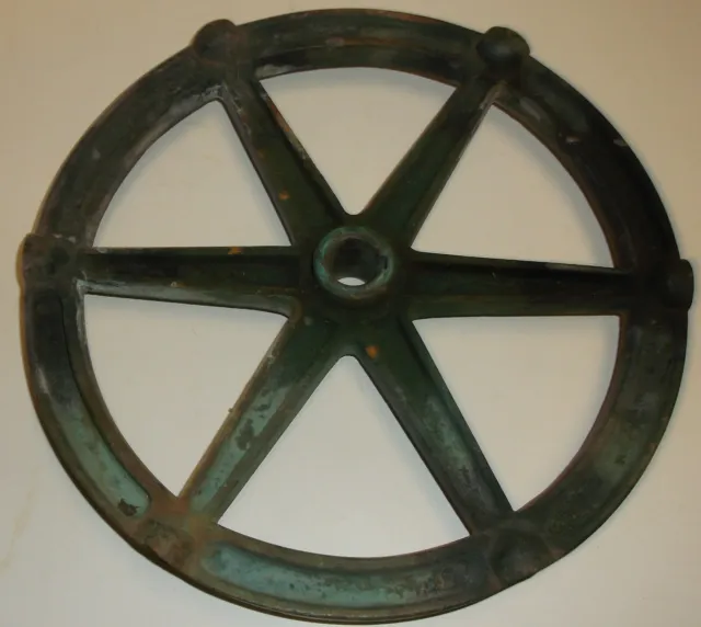Older Unusual 11" Iron Industrial Wheel 6 Threaded Spokes, Lucas 80, Steam Punk