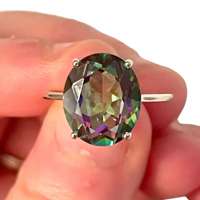 Mystic Topaz Ring 925 Sterling Silver Jewelry Oval Cut Size 6 7 8 9 lab-created