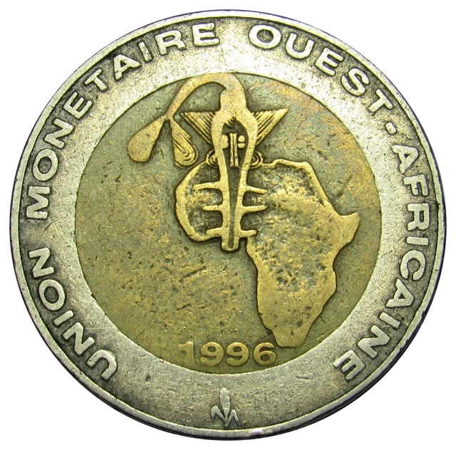 West African States 250 Francs CFA coin 1996 KM#13 bimetallic-
