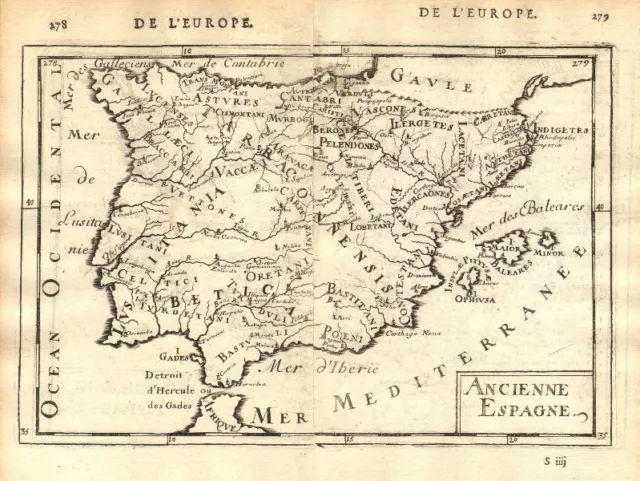 ROMAN IBERIEN 'Altes Spanien' Städte Hispania Lusitania Spanien. MALLET 1683 Karte