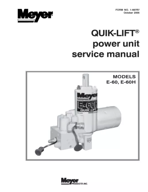 Snow Plow Pump Service Manual E60 & E60-H Meyer