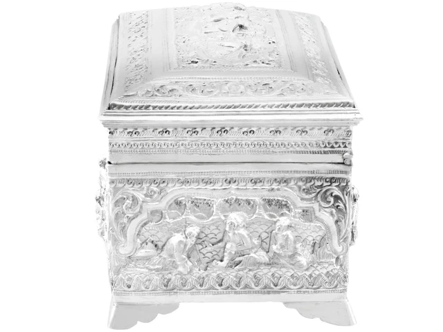 Antique Burmese Silver Box Circa 1890 6