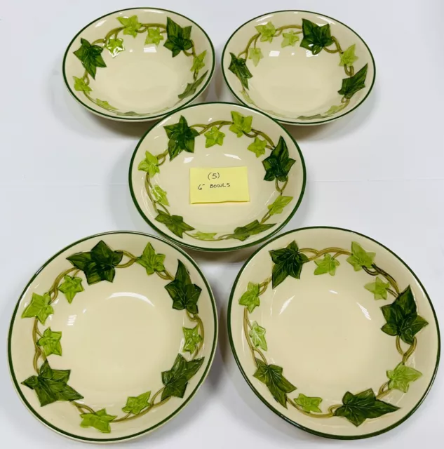 Franciscan Ivy Set Lot Of 5 Round Small Bowls 6” Inches