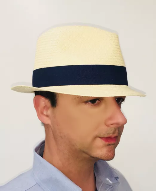 🥇New Genuine Montecristi Panama Hat Roll Up Short Brim Authentic Folding Trilby 2