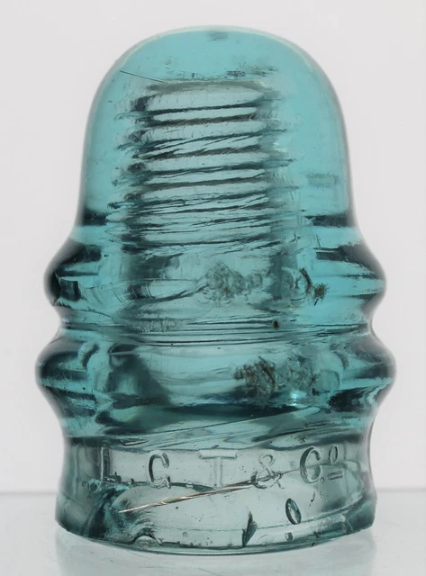 LIGHT AQUA CD L.G.T.& Co PAT.JAN. 25, 1870 PAT.FEB. 22, 1870 GLASS INSULATOR