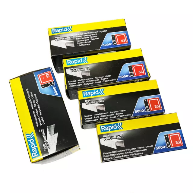 Rapid 53 Series Staples 5000 Box Galvanized Steel 6, 8,10, 12, 14 & 16mm (R53)