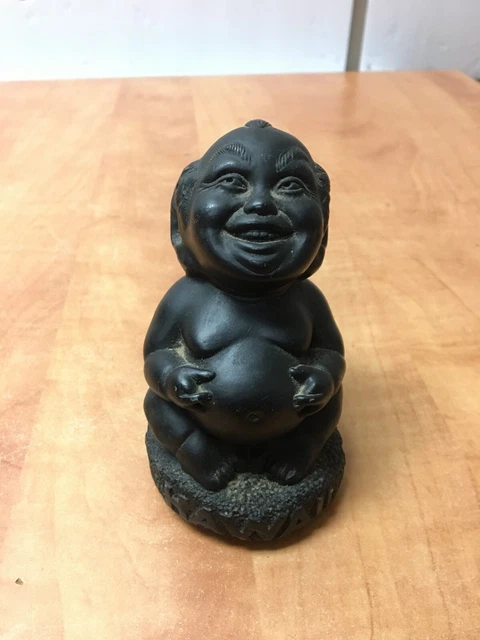 Hawaii Tiki Coco Joes Laki Menehune Black Lava Figure Vintage