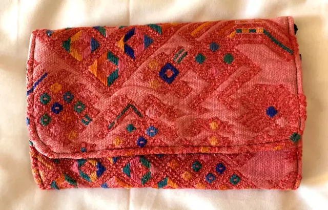 Wallet Purse Pocket Book Guatemala Hand Made Huipil Flowers Indigenous People AS