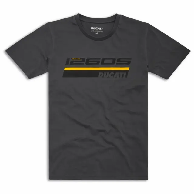 DUCATI Graphic DIAVEL 1260 kurzarm T-Shirt grau gelb Black & Steel NEU 2023
