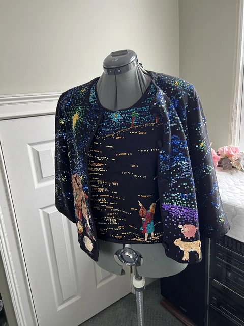 Nwot 2pc Michael Simon M Christmas Nativity Sweater Vest Mothers Day Gift