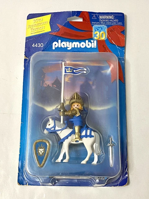 Playmobil 4430 Cheval Blanc Avec Armure Bleue - Chevalier D'Or, Occasion Très Bon État