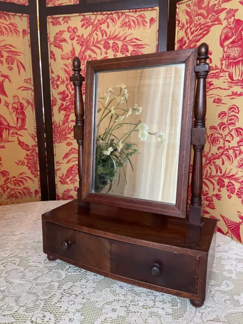 Antique Irish Dresser Top Mirror 1800's with Drawers